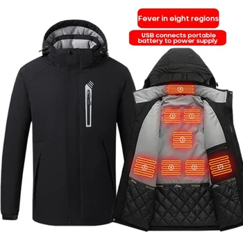 Мъжко яке с подгряване на 8 зони, зимна топла USB, електрически якета с подгряване, топло спортно яке за къмпинг, туризъм, лов