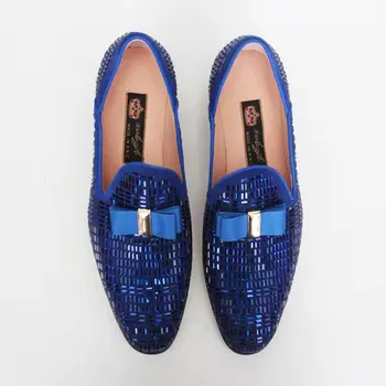 2023 Луксозен дизайнерски мъжки обувки от естествена телешка кожа, благородна вечерна модельная обувки с кристали, Лоферы, бизнес сватбени обувки