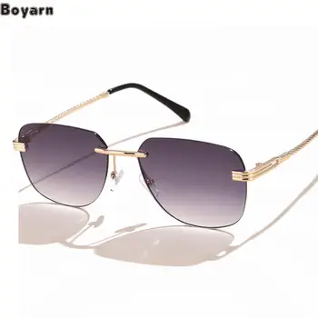 Boyarn steampunk Модни без рамки дамски слънчеви очила Метална тенденция Градиентные слънчеви очила градинска снимка слънчеви очила за мъже