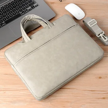 За MacBook Dell Microsoft 13 14 15,6 инча, калъф за преносим компютър и водоустойчив калъф за компютъра, бизнес чанта през рамо, чанта за лаптоп от изкуствена кожа