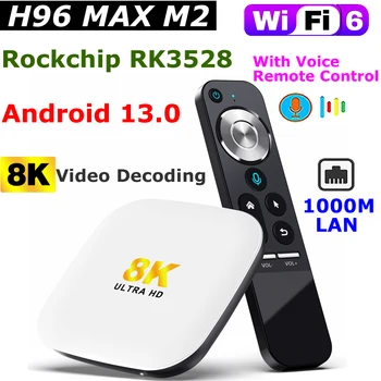 Android 13 TV Box H96 Max M2 Rockchip RK3528 4 GB 64 GB Подкрепа 8K Декодиране на Видео WIFI6 1000M LAN С media player Гласов контрол