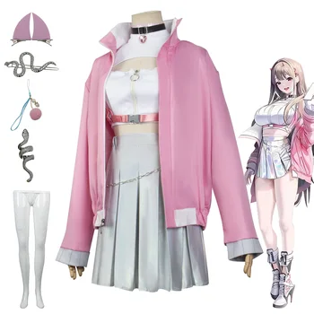 Аниме игра Nikke, Богинята на победата, с костюм усойница за cosplay, дамски ежедневни форма, розово палто на Хелоуин, плисе аксесоари за скетчинга