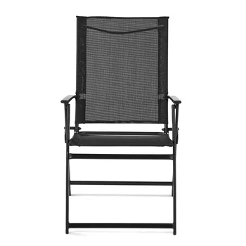 Комплект от 2 сгъваеми столове Greyson Square, състоящ се от 2 стоманени висящи столове за тераса, черен