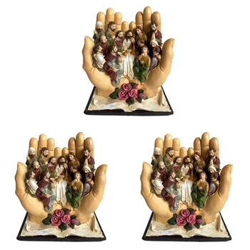 3X Сцената на тайната вечеря на Исус и 12 ученици Религиозна статуя на християнската католическа статуетка Декор декоративен подарък-A