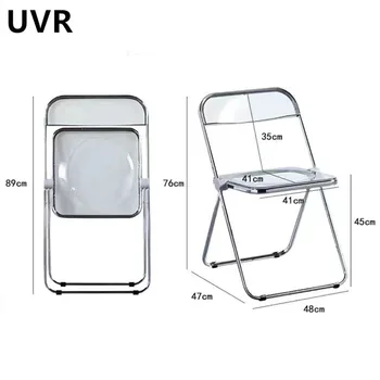 UVR Сгъваем стол с нова прозрачна пластмасова облегалка ресторант стол, Стол за преговори в домашен офис с Удобен стол за хранене