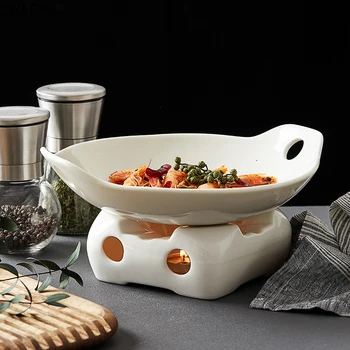 Креативна бяла керамика с чиния, нагреваемая съдове в китайски стил, чиния за декорация на дома за готвене на хотела, посуда