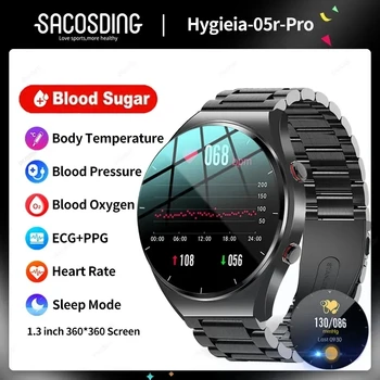 Новите смарт часовници ECG + ТОЧКИ с неинвазивно нива на глюкоза в кръвта, мъжки часовник за измерване на телесната температура, на сърдечната честота, умни часовници за измерване на кръвно налягане, спортни часовници за фитнес