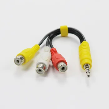 1 бр. конектор 3.5 мм Aux стерео 3 конектори RCA аудио видео AV кабел-адаптер за висок клас за възпроизвеждане на видео и аудио