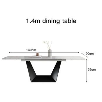 Нов разтегателен мраморна маса за хранене, правоъгълен малък апартамент, модерен минималистичен кухненската маса и стол Нов разтегателен мраморна маса за хранене, правоъгълен малък апартамент, модерен минималистичен кухненската маса и стол 5