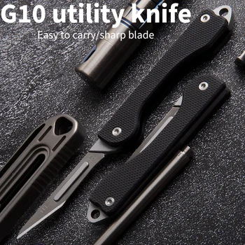 G10 Нов мини сгъваем нож за нощуване на открито, нож за самозащита, преносим EDC, многофункционален инструмент, нож