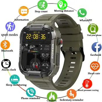 Спортни смарт часовници 2023, съвместими с Bluetooth, възпроизвеждане на музика, наблюдение на сърдечния ритъм, здрава спортна гривна, мъжки часовник