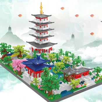 Известна китайска архитектурна традиция, блок, двор, градина, West lake, Китайският храм, дърво, Тухлени комплекти, детска играчка за подарък