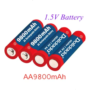 100% Нова акумулаторна батерия AA 9800 mah AA 1,5 V. Акумулаторна Нова Alcalinas drummey за играчка на светодиодите