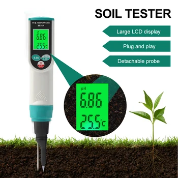 Тестер на почвата 2 в 1, РН-метър, термометър, тест PH на батерии, машина за висока точност сонда, датчик за градинарство, инструмент за селското стопанство