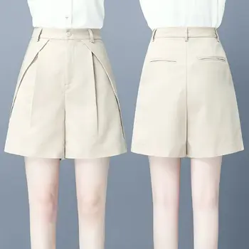 2023 Шорти дамски летни нагънат обикновена широки панталони с копчета Свободни шик ежедневни модни дамски популярни корейски шорти с висока талия W65