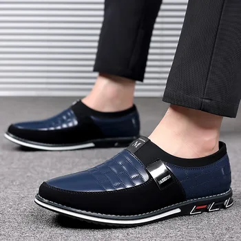 нова черна ежедневни обувки за мъже, маратонки, сини, кафяви, бели Лоферы, Дишащи слипоны, Големи размери премахнати за 38-50, мъжки обувки