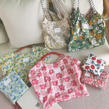 Чанти от плат с цветен модел, сгъваема и преносима холщовая чанта с голям капацитет, плажна чанта, пазарска чанта, чанти за жени, дамски чанти