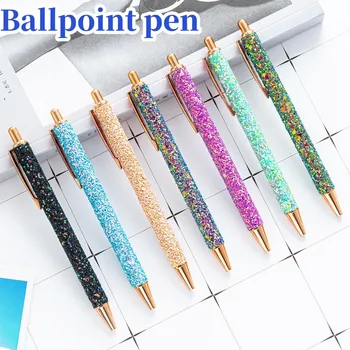 Химикалка писалка с блестяща пудра, красиви многоцветни бизнес пайети, метални химикалки за писане, ученически пособия, канцеларски материали за учениците