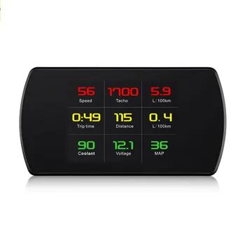 OBD HUD многоезичен 4.3-инчов автомобилен дисплей obd2, автомобилна аларма, предупреждение за превишаване на скоростта, показва разхода на гориво, дисплей на главата