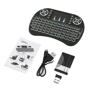 Безжична мини клавиатура със сензорен панел 2,4 Ghz, мишката за Android TV Box, цветни led светлини, акумулаторна литиево-йонна батерия