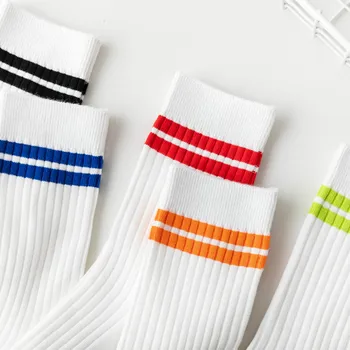 Пролетни дамски чорапи, корейската версия на две шарени японски шарени памучни чорапи с дрямка Ins, чорапи в стил колеж
