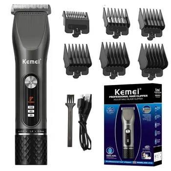 Kemei акумулаторна машинка за подстригване на коса, професионални машинки за подстригване на коса с led дисплей, битови безжични KM-V310