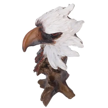 Статуята на главата орел Имитация на корен на дърво Ретро животно Статуя на главата орел Украшение подарочное украса Статуя на главата на орел от смола