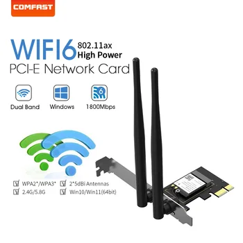 Безжична карта WiFi6 PCIe 1800 Mbps с антените МУ-MIMO 5dBi MT7921 5G/6GHz WiFi Адаптер Wi-Fi PCI Express Мрежовата карта на КОМПЮТЪРА