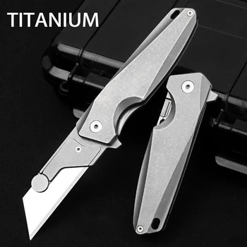 Титан универсален нож EDC джобен нож за рязане на кутии с бритвенным острие EDC инструмент сгъваем нож от титан, нож за хартия EDC Прилагането на