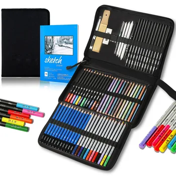 Цветен молив, набор от цветни дръжки, водоразтворим цветен грифель, професионална художествена четка, поставянето на картата, ръчно рисувани, цветен молив