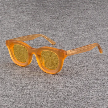Evove Жълти мъжки поляризирани слънчеви очила Дамски слънчеви очила с бели лещи за мъже Нови нюанси Ретро ацетат висок клас