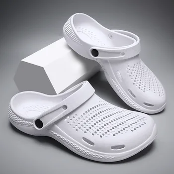 Мъжки летни обувки с дупки, дишаща двойка тапочек на еластична подметка, универсални ежедневни спортни сандали за почивка на открито