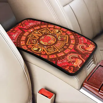 Календар Aztec в района на червен цвят, автомобилни аксесоари, възглавници за автомобилни ръкохватки, нескользящий калъф за авто подлакътник с потребителски принтом
