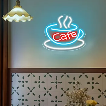 Led неонова реклама Кафе стенен декор кафе сладолед неонови светлини знак за кафе Украса на ресторанта неонови лампи