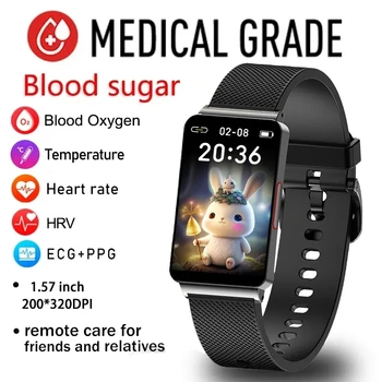 2023 Нови дамски смарт часовници за здравето, за измерване на нивото на глюкоза в кръвта, кръвното налягане, термометър, ЕКГ, мода водоустойчив умен часовник