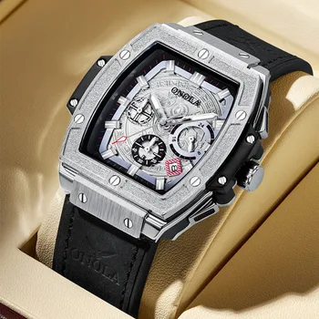 Часовници ONOLA, модната марка за луксозни многофункционални кварцови часовници, мъжки кожени водоустойчиви часовници