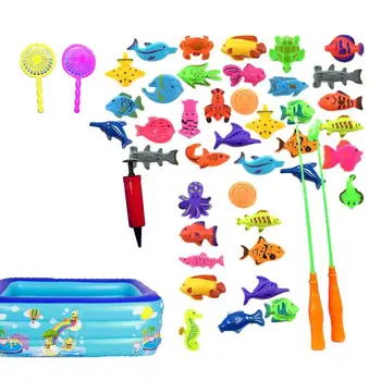 Играчки за риболов за деца, играчки за басейн за деца, 48 бр., игри за риболов за деца, детски играчки за басейна, слот въдици за деца, магнитни