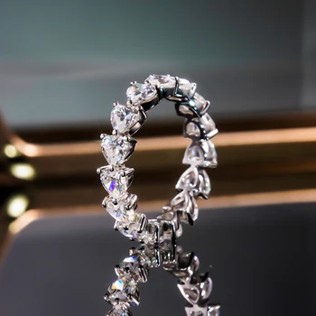 2023 Любовно пръстен за жени от истинско сребро 925 проба с платинен покритие във формата на сърце, рядные пръстени, сватбени украси, подаръци за годишнина от сватбата
