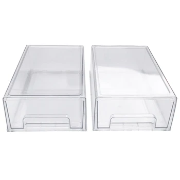 Кутии за хладилник-Штабелируемые чекмеджета-организаторите за хладилник - Контейнери за съхранение на продукти за кухня, хладилник, 2 бр.