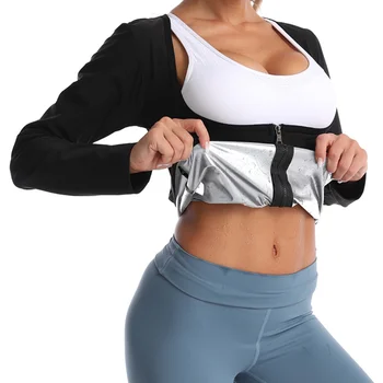 Женски костюм за сауна, утягивающая риза за спорт, корсет, утягивающее утягивающее бельо за фитнес с дълъг ръкав