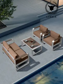 текстилен диван, хол от ковано желязо, комбиниран комплект мебели за малки апартаменти, лесен и модерен стил на луксозна хотелска индустрия