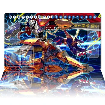 Digimon Playmat Omegamon DTCG CCG Игра на Карти Подложка За Настолна Игра Аниме Подложка За Мишка Потребителски Тенис на Мат Тенис на Мат Игрови Аксесоари Зона Чанта