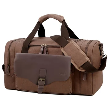 Холщовая пътна чанта, спортна чанта, голям капацитет, с торби на ръкавите-колички Холщовая пътна чанта, спортна чанта, голям капацитет, с торби на ръкавите-колички 0