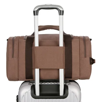Холщовая пътна чанта, спортна чанта, голям капацитет, с торби на ръкавите-колички Холщовая пътна чанта, спортна чанта, голям капацитет, с торби на ръкавите-колички 1