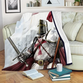 Одеяло на ордена на Тамплиерите 3 размер, качество на фланелевое топло меко плюшевое одеяло на дивана-легло, подходящо