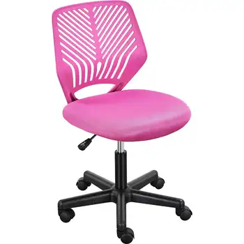 Офис стол SMILE MART, с регулируеми подлакътници, със средна облегалка, розово-червен стол за геймъри, компютърни стол, офис мебели