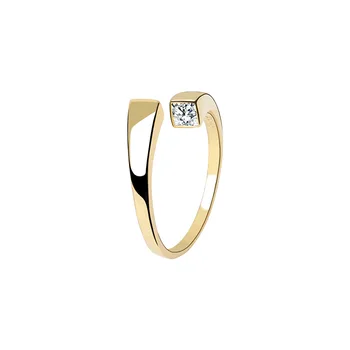 TKJ Златното неправилна форма квадратно пръстен с цирконием, дамски бижута с регулируем темперамент, подаръци за партита