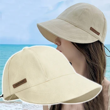 Дамски сгъва шапка от слънцето, летни улични плажни рибарски шапки, солнцезащитная шапка с защита от uv, регулируеми памучни шапки с широка периферия