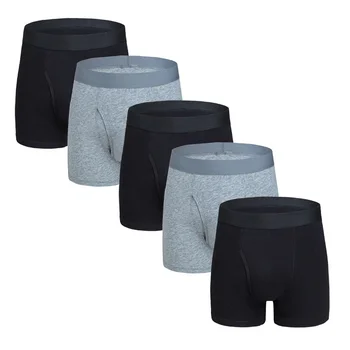 4 бр./лот, мъжки къси панталони-боксерки, мъжки ластични гащи в голям размер, със средна талия, модерни обикновена спортни гащи Boyshort, се задействат, 5XL