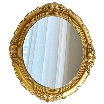 Декоративно огледало, тоалетка с огледало, подарък, спалня, ресни, златна десктоп декоративно огледало, винтажное украса за дома Miroir Chambre Декоративно огледало, тоалетка с огледало, подарък, спалня, ресни, златна десктоп декоративно огледало, винтажное украса за дома Miroir Chambre 4